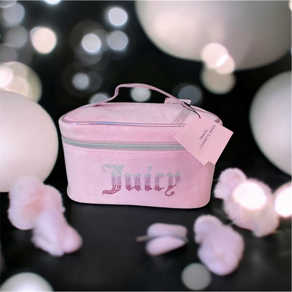 Juicy Couture Pink Velour Travel Cosmetic Bag
